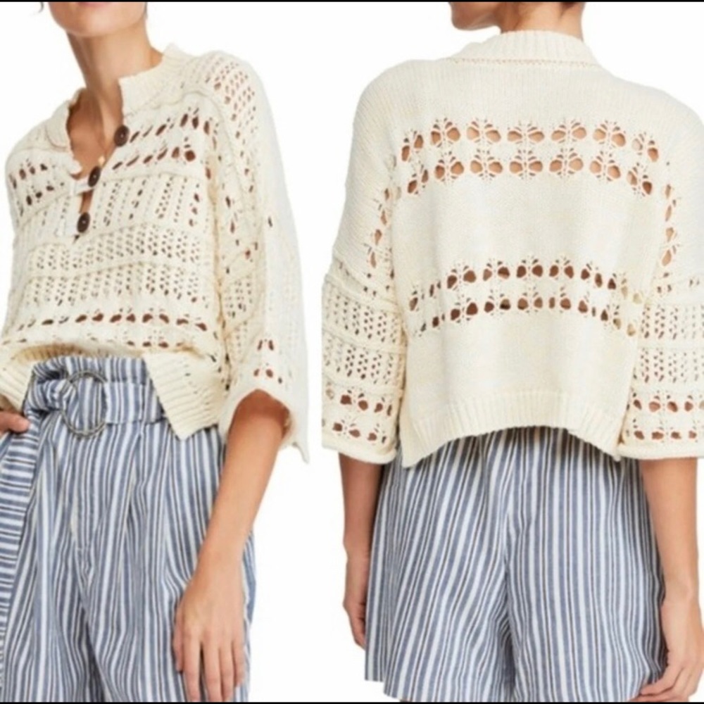 Sold- Free people Dreams tonight crop top sweater
